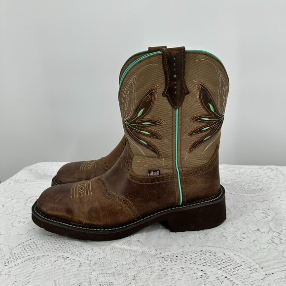 Women's Leather Justin Cowboy Western Boots sz 11B - Picture 10 of 10